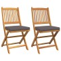 Sillas de jardín plegables con cojín gris 2 piezas de madera de acacia maciza by , Garden chairs - Ref: Foro24-42000954, Pric...