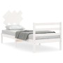 White solid wood bed frame with headboard 90x200 cm by vidaXL, Beds and slatted bases - Ref: Foro24-3195272, Price: 94,42 €, ...