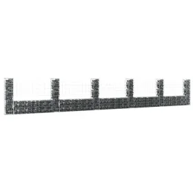 U-shaped gabion basket 6 iron posts 620x20x100 cm by vidaXL, fence panels - Ref: Foro24-151279, Price: 150,91 €, Discount: %