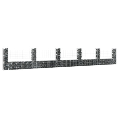 U-förmiger Gabionenkorb 6 Eisenpfosten 620x20x100 cm von vidaXL, Zaunpaneele - Ref: Foro24-151279, Preis: 152,90 €, Rabatt: %