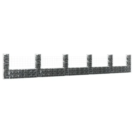U-shaped gabion basket 6 iron posts 620x20x100 cm by vidaXL, fence panels - Ref: Foro24-151279, Price: 150,90 €, Discount: %
