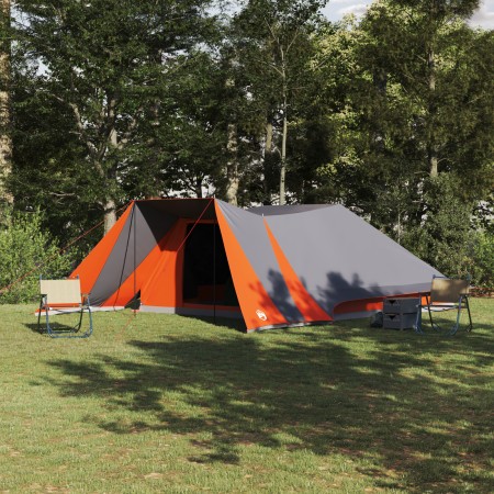 Tienda Familiar con Porche Extendido Gris y Naranja para 12 Personas Impermeable | Foro24.es | Tu tienda online para hogar, jardín y más Foro24.es