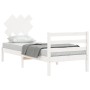 White solid wood bed frame with headboard 90x200 cm by vidaXL, Beds and slatted bases - Ref: Foro24-3195272, Price: 94,42 €, ...