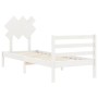 White solid wood bed frame with headboard 90x200 cm by vidaXL, Beds and slatted bases - Ref: Foro24-3195272, Price: 94,42 €, ...