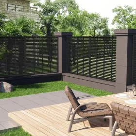 Dark gray WPC slat fence 180x180 cm by vidaXL, fence panels - Ref: Foro24-318108, Price: 187,54 €, Discount: %