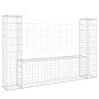 U-shaped gabion basket 2 iron posts 140x20x100 cm by vidaXL, fence panels - Ref: Foro24-151275, Price: 69,50 €, Discount: %