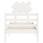 White solid wood bed frame with headboard 90x200 cm by vidaXL, Beds and slatted bases - Ref: Foro24-3195272, Price: 94,42 €, ...