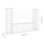 U-shaped gabion basket 2 iron posts 140x20x100 cm by vidaXL, fence panels - Ref: Foro24-151275, Price: 68,24 €, Discount: %