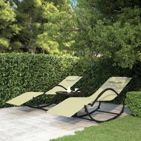Rocking loungers 2 units steel and cream textilene by vidaXL, Loungers - Ref: Foro24-318134, Price: 145,39 €, Discount: %