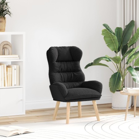 Sillón relajante  de tela semejante a lana rizada negra | Foro24.es | Tu tienda online para hogar, jardín y más Foro24.es