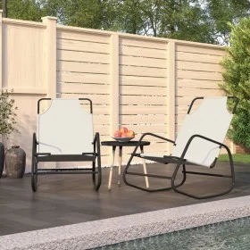 Rocking lounger 2 units in cream steel and textilene by vidaXL, Loungers - Ref: Foro24-318142, Price: 111,27 €, Discount: %