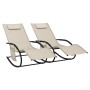 Tumbona mecedora 2 unidades de acero y textilene crema de vidaXL, Tumbonas - Ref: Foro24-318138, Precio: 134,42 €, Descuento: %