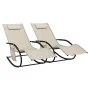 Tumbona mecedora 2 unidades de acero y textilene crema de vidaXL, Tumbonas - Ref: Foro24-318138, Precio: 132,93 €, Descuento: %