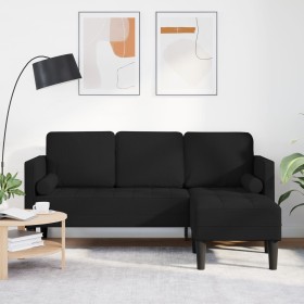 Sofá Esquinero de 3 Plazas Negro 160 cm de Tela by , Sofas - Ref: Foro24-42001915, Price: 243,73 €, Discount: %