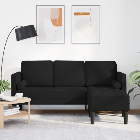 Sofá Esquinero de 3 Plazas Negro 160 cm de Tela by , Sofas - Ref: Foro24-42001915, Price: 243,73 €, Discount: %