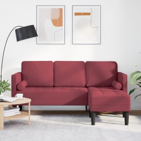 Sofá esquinero de 3 plazas Rojo vino 160 cm Tela