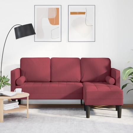 Sofá esquinero de 3 plazas Rojo vino 160 cm Tela