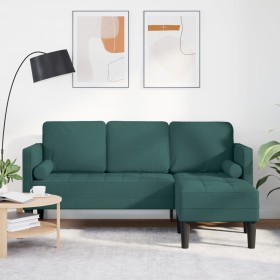 Sofá en L de 3 plazas Verde Oscuro 160 cm Tela