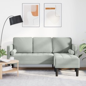 Sofá de 3 plazas con chaiselongue L gris claro de 160 cm en terciopelo von , Sofas - Ref: Foro24-42001925, Preis: 228,16 €, R...