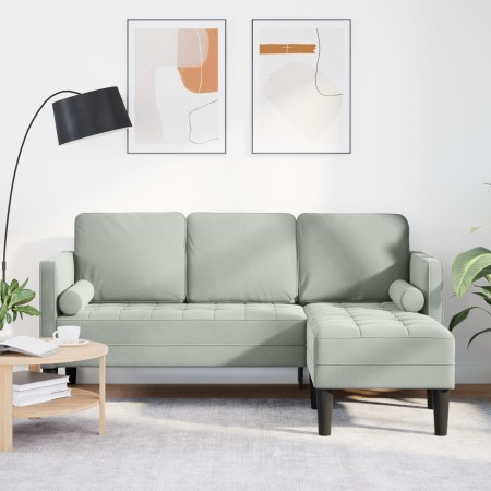 Sofá de 3 plazas con chaiselongue L gris claro de 160 cm en terciopelo by , Sofas - Ref: Foro24-42001925, Price: 228,16 €, Di...