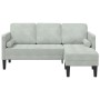 Sofá de 3 plazas con chaiselongue L gris claro de 160 cm en terciopelo by , Sofas - Ref: Foro24-42001925, Price: 228,16 €, Di...