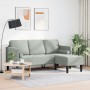 Sofá de 3 plazas con chaiselongue L gris claro de 160 cm en terciopelo by , Sofas - Ref: Foro24-42001925, Price: 228,16 €, Di...