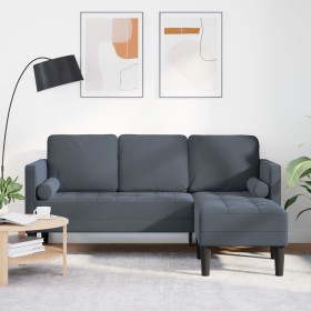 Sofá de 3 plazas con chaise L gris oscuro de 160