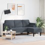 Sofá de 3 plazas con chaise L gris oscuro de 160 cm terciopelo