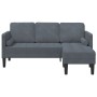 Sofá de 3 plazas con chaise L gris oscuro de 160 cm terciopelo