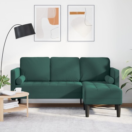 Sofá de 3 plazas con chaise L de terciopelo verde oscuro de 160 cm von , Sofas - Ref: Foro24-42001927, Preis: 266,83 €, Rabat...