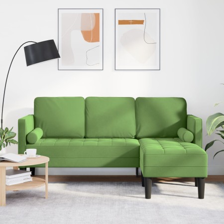 Sofá de 3 plazas con chaise longue en forma de L verde claro de 160 cm de terciopelo von , Sofas - Ref: Foro24-42001928, Prei...