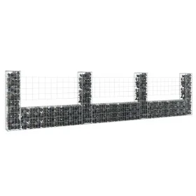 U-förmiger Gabionenkorb 4 Eisenpfosten 380x20x100 cm von vidaXL, Zaunpaneele - Ref: Foro24-151277, Preis: 110,62 €, Rabatt: %