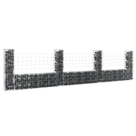 U-shaped gabion basket 4 iron posts 380x20x100 cm by vidaXL, fence panels - Ref: Foro24-151277, Price: 112,01 €, Discount: %