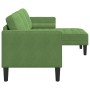 Sofá de 3 plazas con chaise longue en forma de L verde claro de 160 cm de terciopelo von , Sofas - Ref: Foro24-42001928, Prei...