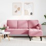 Sofá de 3 plazas con chaise longue en L color rosa claro de 160 cm de terciopelo | Foro24.es | Tu tienda online para hogar, jardín y más Foro24.es