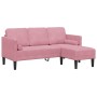 Sofá de 3 plazas con chaise longue en L color rosa claro de 160 cm de terciopelo | Foro24.es | Tu tienda online para hogar, jardín y más Foro24.es