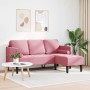 Sofá de 3 plazas con chaise longue en L color rosa claro de 160 cm de terciopelo | Foro24.es | Tu tienda online para hogar, jardín y más Foro24.es