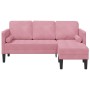 Sofá de 3 plazas con chaise longue en L color rosa claro de 160