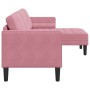 Sofá de 3 plazas con chaise longue en L color rosa claro de 160 cm de terciopelo | Foro24.es | Tu tienda online para hogar, jardín y más Foro24.es