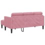 Sofá de 3 plazas con chaise longue en L color rosa claro de 160