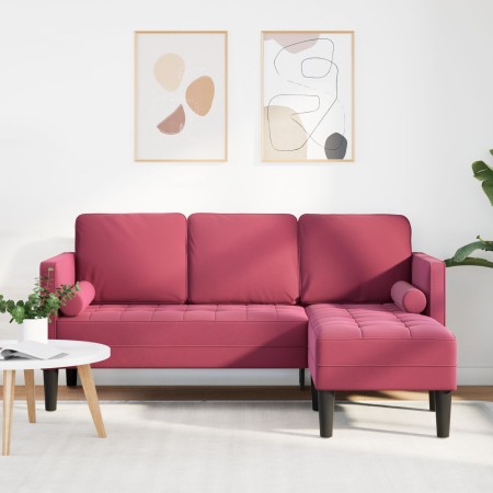 Sofá de 3 plazas con chaise L en terciopelo rojo vino de 160 cm von , Sofas - Ref: Foro24-42001930, Preis: 266,83 €, Rabatt: %