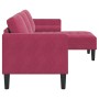 Sofá de 3 plazas con chaise L en terciopelo rojo vino de 160 cm von , Sofas - Ref: Foro24-42001930, Preis: 266,83 €, Rabatt: %