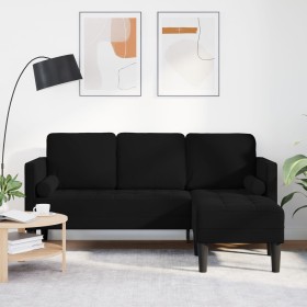 Sofá de 3 plazas con chaise longue en forma de L negro de 160 cm en terciopelo by , Sofas - Ref: Foro24-42001931, Price: 288,...