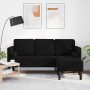 Sofá de 3 plazas con chaise longue en forma de L negro de 160