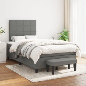 Cama box spring con colchón tela gris oscuro 120x200 cm en Camas y somieres | Comprar online en Foro24
