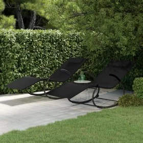 Rocking lounger 2 units in steel and black textilene by vidaXL, Loungers - Ref: Foro24-318128, Price: 127,12 €, Discount: %