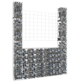 U-shaped gabion basket 2 iron posts 140x20x200 cm by vidaXL, fence panels - Ref: Foro24-151289, Price: 88,39 €, Discount: %