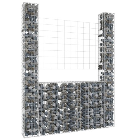 U-förmiger Gabionenkorb 2 Eisenpfosten 140x20x200 cm von vidaXL, Zaunpaneele - Ref: Foro24-151289, Preis: 88,39 €, Rabatt: %