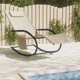 Tumbona mecedora de acero y textileno crema by vidaXL, Loungers - Ref: Foro24-318122, Price: 92,77 €, Discount: %