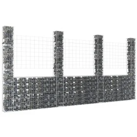 U-förmiger Gabionenkorb 4 Eisenpfosten 380x20x200 cm von vidaXL, Zaunpaneele - Ref: Foro24-151291, Preis: 189,97 €, Rabatt: %